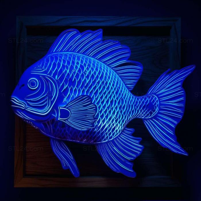 Nature and animals (Blue neon fish 1, NATURE_3981) 3D models for cnc